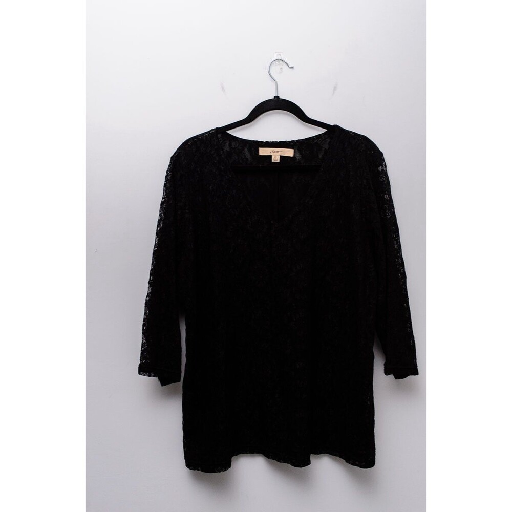 Friotto Blouse black lace top 2x goth witchy emo whimsigoth